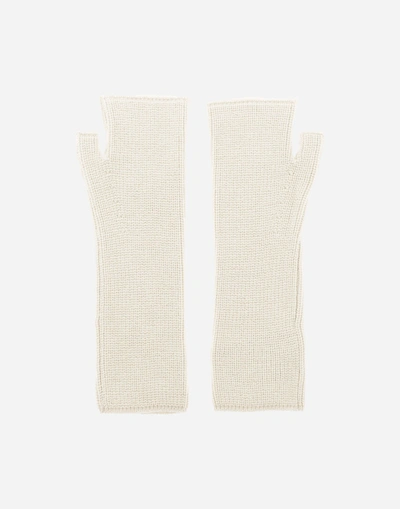 Shop Herno Diva Cable-knit Sleeve Gloves - Female Sleeves White M