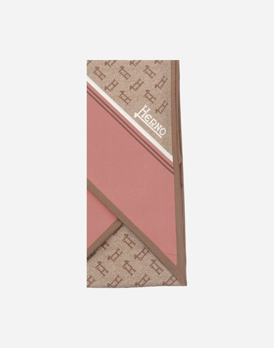 Shop Herno Silk Monogram Foulard 16x184cm In Pink