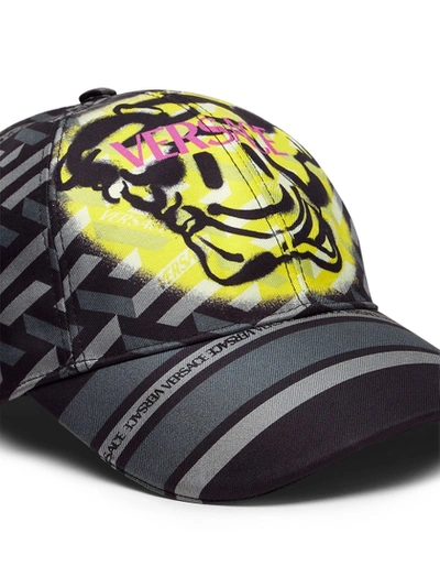 Shop Versace Smiley Face Medusa Logo Cap In Black