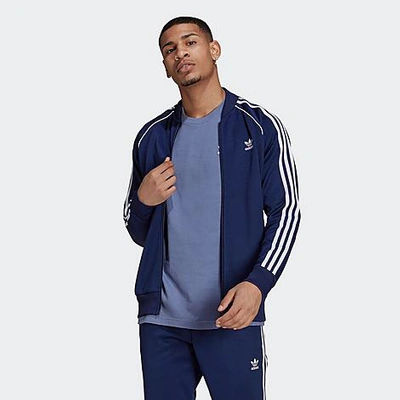 Shop Adidas Originals Adidas Men's Adicolor Classics Primeblue Sst Track Jacket Size Small Cotton/polyester/plastic In Night Sky/white