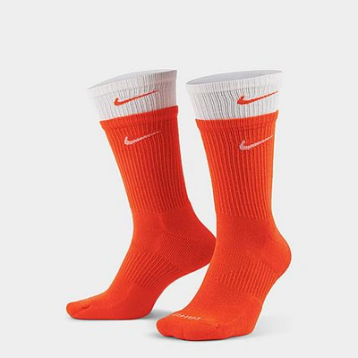 Shop Nike Everyday Plus Cushioned Training Crew Socks In Orange/white/white