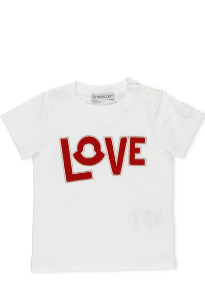 Shop Moncler Love T-shirt In White