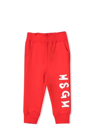 Shop Msgm Sports Trousers With Print In Rossa