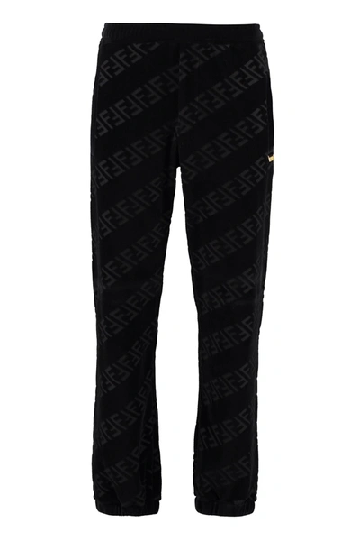 Shop Fendi Stretch Cotton Track-pants In Black