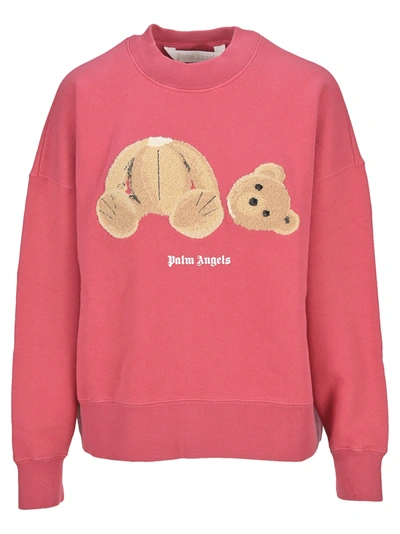 Shop Palm Angels Teddy Bear Sweatshirt In Pink