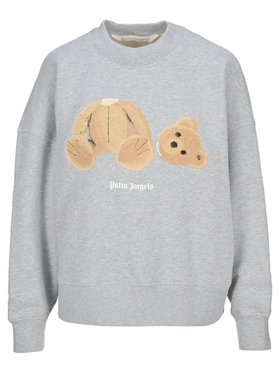 Shop Palm Angels Teddy Bear Sweatshirt In Grey