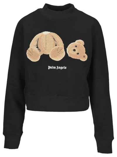 Shop Palm Angels Teddy Bear Fitted Sweatshirt In Black