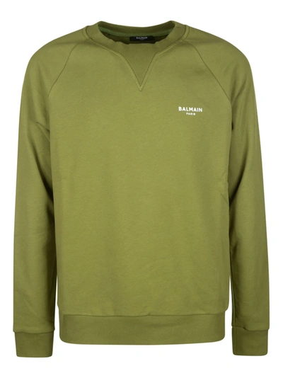Shop Balmain Logo Sweatshirt In Green