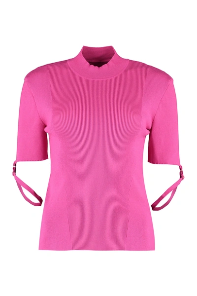 Shop Jacquemus Torre Ribbed Knit T-shirt In Fuchsia
