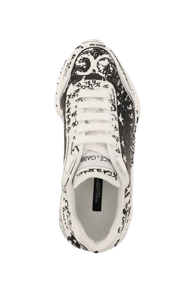 Shop Dolce & Gabbana Graffiti Daymaster Sneakers In White,black