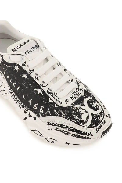 Shop Dolce & Gabbana Graffiti Daymaster Sneakers In White,black