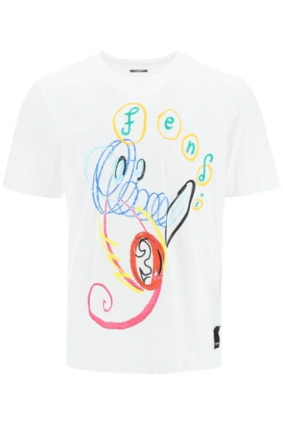 Shop Fendi Seahorse Print T-shirt In White,green,yellow