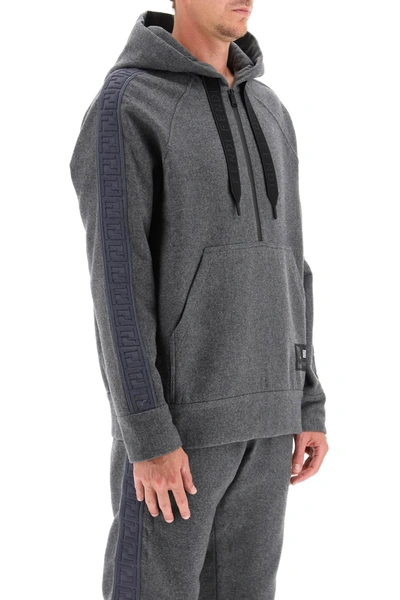 Shop Fendi Ff Tape Hoodie In Grey