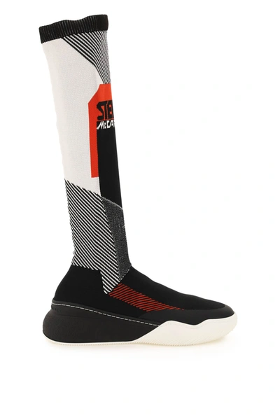 Shop Stella Mccartney Loop Sock Sneakers In Black,red,white