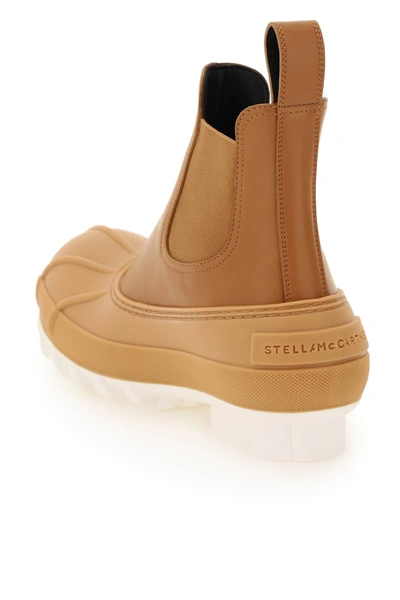 Stella Mccartney Duck Rubber-trimmed Vegetarian Leather Chelsea Boots In Beige