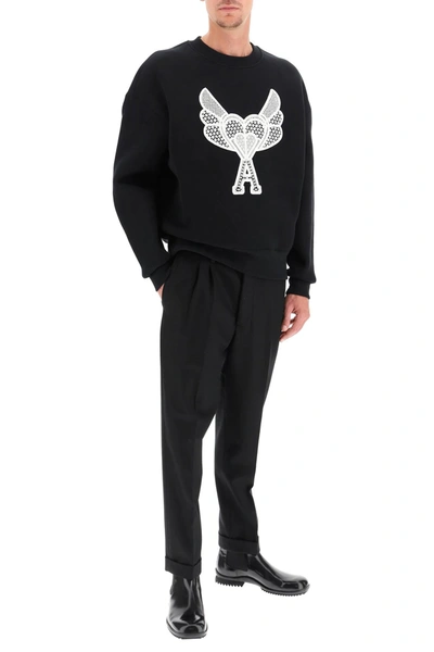 Shop Ami Alexandre Mattiussi Ami De Coeur Macrame Patch Sweatshirt In Black