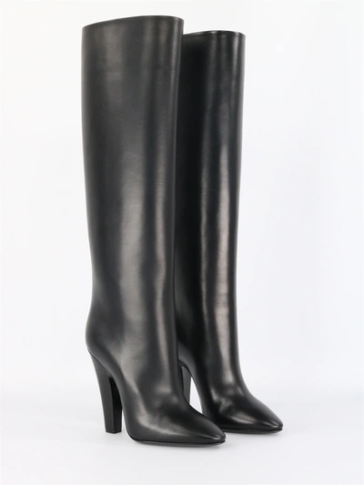 Shop Saint Laurent 68 Tube Boots In Black Leather