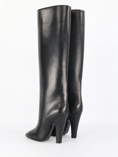 Shop Saint Laurent 68 Tube Boots In Black Leather