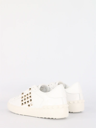 Shop Valentino White Rockstud Untitled Sneakers