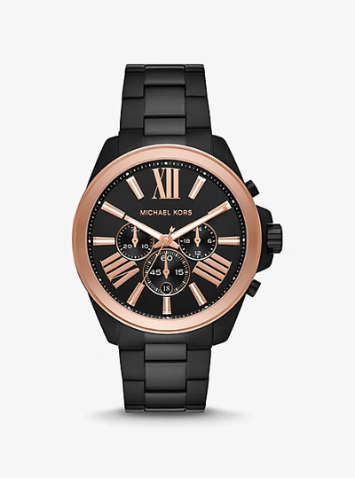 Shop Michael Kors Oversized Wren Two-tone Watch In Black