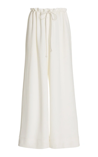 Shop Proenza Schouler Women's Drawstring Matte Crepe Wide-leg Pants In White