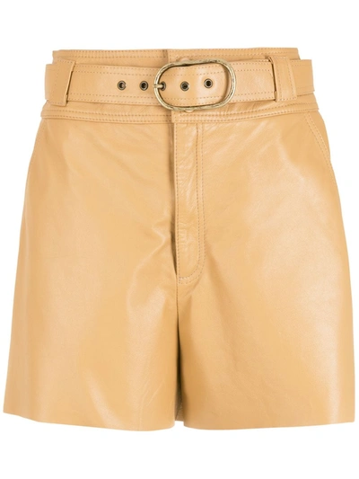 Shop Nk Olga Leather Shorts In Braun