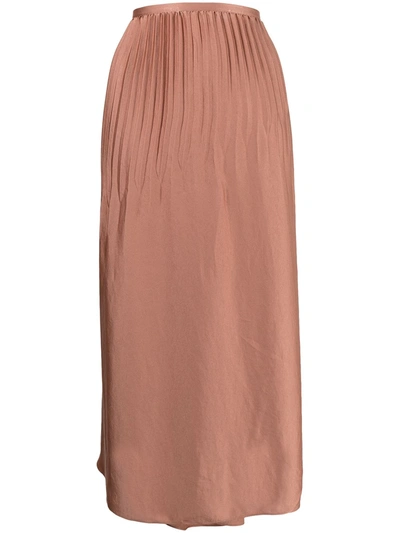 Vince High-waisted Pleated Maxi Skirt In Brown | ModeSens