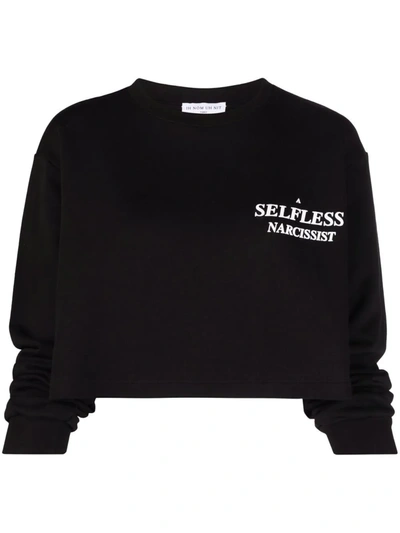 Shop Ih Nom Uh Nit Selfless-print Cropped Sweatshirt In Schwarz