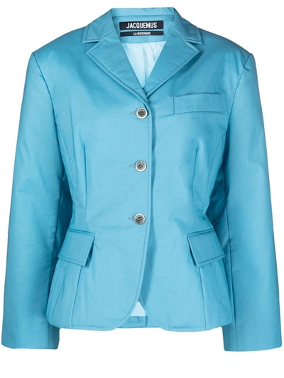 Shop Jacquemus La Veste Mouri Quilted Suit Jacket In Blau
