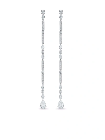 Shop De Beers Jewellers 18kt White Gold Snow Dance Diamond Long Earrings In Silber