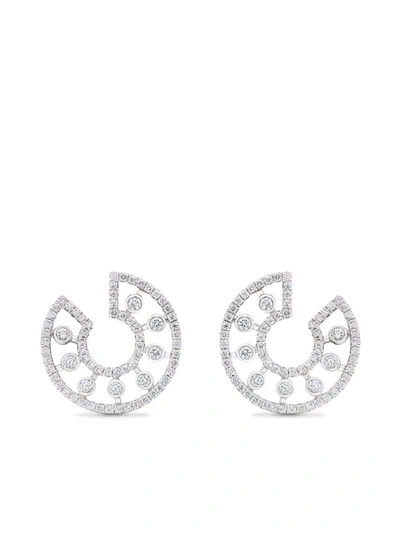 Shop De Beers Jewellers 18kt White Gold Dewdrop Hoop Diamond Earrings In Silber