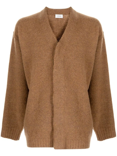 Shop Lemaire V-neck Knitted Cardigan In Braun