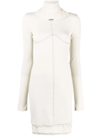 Off-white Pale Grey Logo-print Jersey Dress In Grau