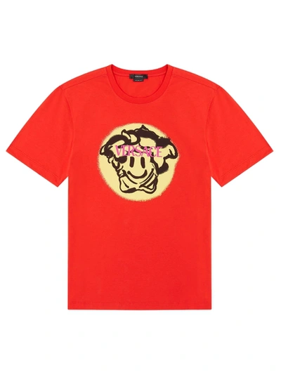 Shop Versace Medusa Smiley T-shirt In Pink