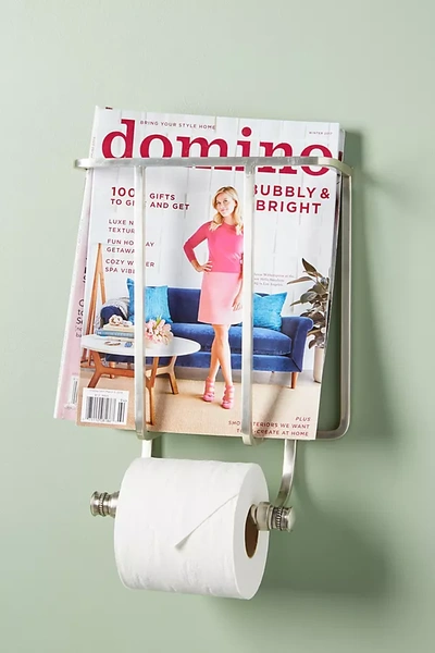 Shop Anthropologie Magazine And Toilet Paper Holder In Silver