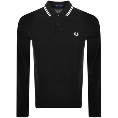 Shop Fred Perry Twin Tipped Long Sleeved Polo Black