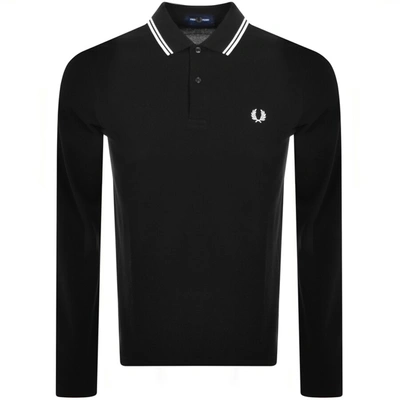 Fred Perry Authentic Long Sleeved Twin Tipped Polo Black In Black