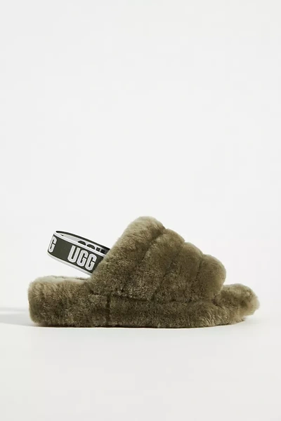 Shop Ugg Fluff Yeah Slippers In Green