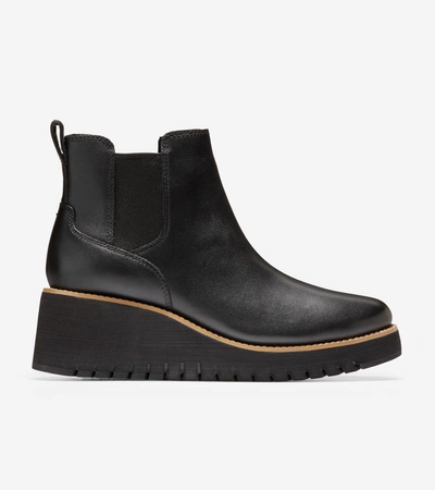 Shop Cole Haan Zerøgrand City Wedge Boot Wp In Black Leather