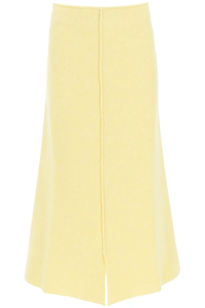 Shop Jil Sander Wool Knit Midi Skirt In Bright Yellow (yellow)