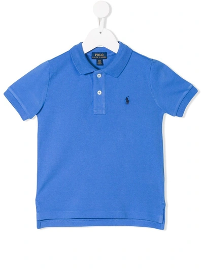 Shop Ralph Lauren Logo Embroidered Polo Shirt In Blue