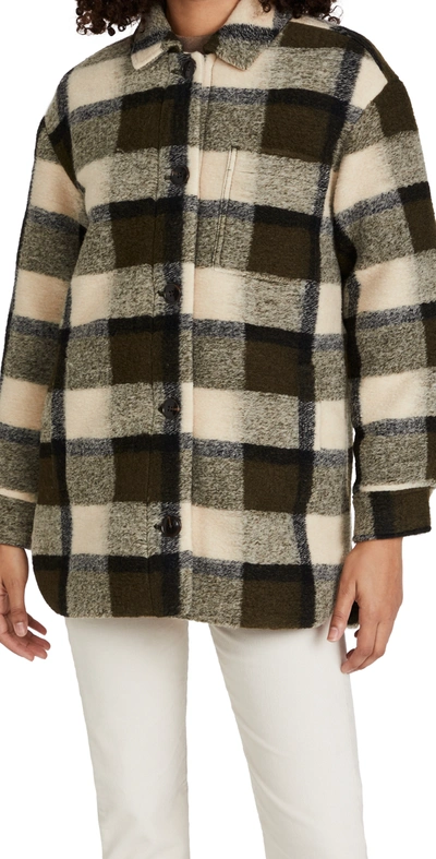 Shop Madewell Autumn Shirt Jacket In Plaza Plaid Loden