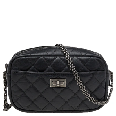 Pre-owned Chanel Black Aged Quilted Leather Mini Reissue Camera Bag