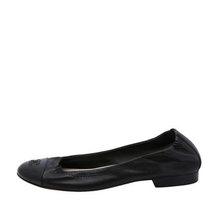 Pre-owned Chanel Black Patent Leather Ballet Flats Size Eu 39