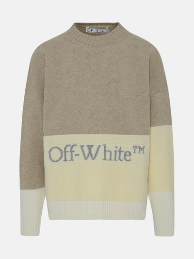 Shop Off-white Two-tone Woolmark Blocked Sweater In Grey