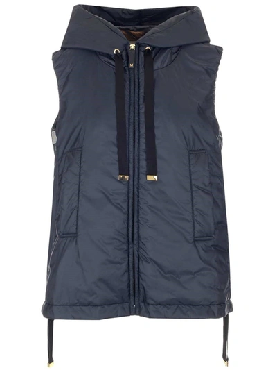 Shop Max Mara The Cube Greengo Hooded Puffer Vest In Navy