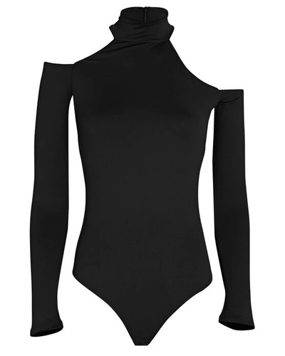 Shop Alix Nyc Leona Cold-shoulder Turtleneck Bodysuit In Black