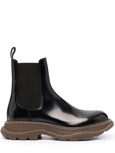 Shop Alexander Mcqueen Black Tread Slick Ankle Boots In Nero