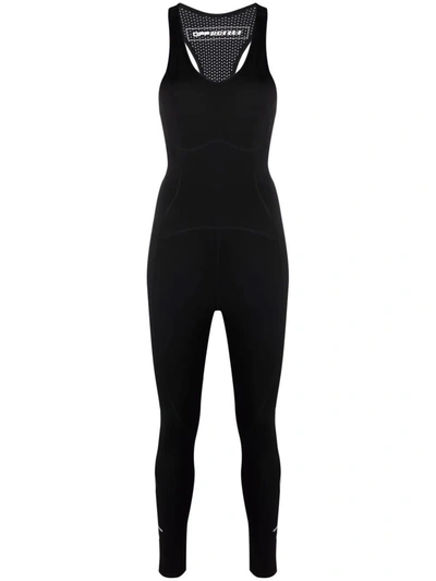 Shop Off-white Black Active Logo Fitted Jumpsuit In Nero