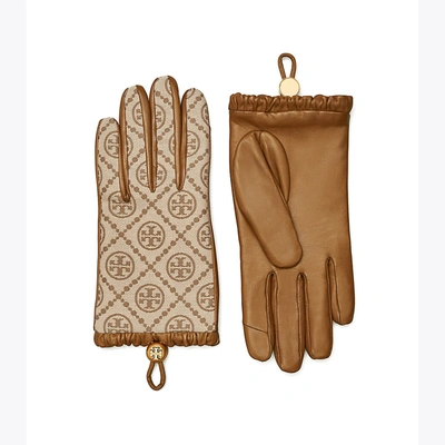 Tory Burch Women's T Monogram Toggle Gloves In Hazel / Bistro Brown